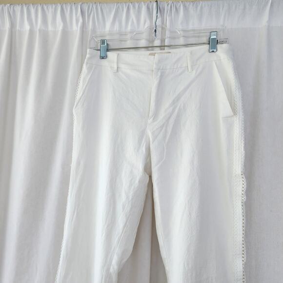 Choosy flared white pants 10 crochet detail pockets NWT cotton resort boho - Picture 5 of 9